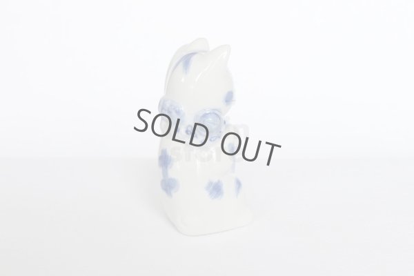 Photo7: Japanese Lucky Cat Kutani Porcelain Maneki Neko sansan sometsuke H 10cm 