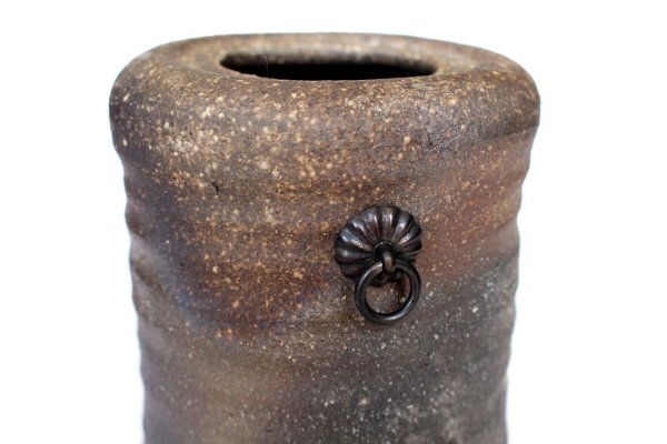 Photo7: Shigaraki pottery MG Japanese wall-hanging vase tabimakura kamahen H13cm