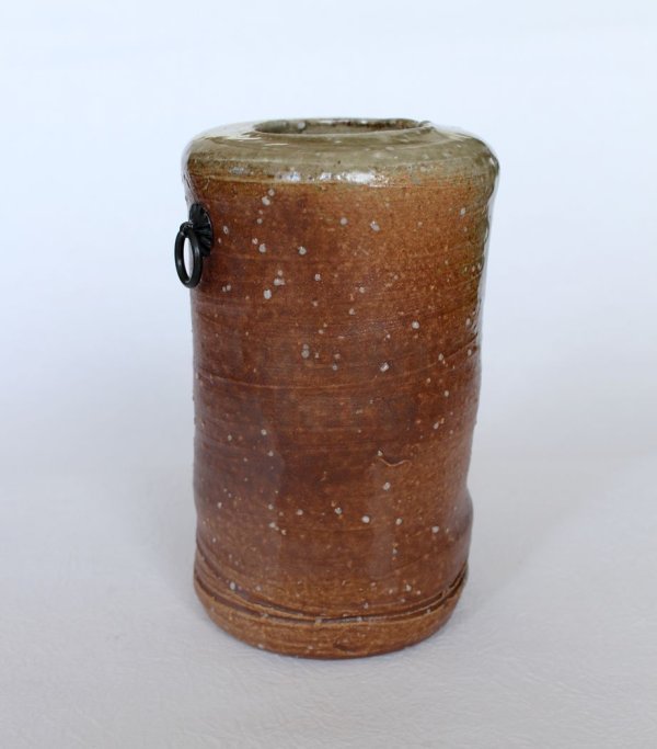 Photo4: Shigaraki pottery MG Japanese wall-hanging vase ko tabimakura H13cm