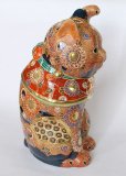 Photo5: Japanese Lucky Cat Kutani Porcelain Maneki Neko red mori hai H30cm