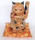 Photo2: Japanese Lucky Cat Kutani Porcelain Maneki Neko red mori hai H30cm (2)