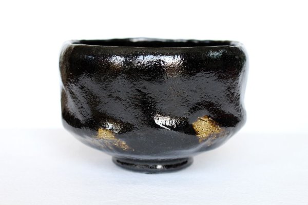 Photo2: Kuro black Raku ware Shoraku Sasaki Jyo Japanese matcha tea bowl chawan with a wooden box