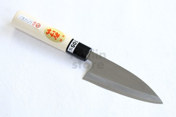 Photo1: Fujiwara Yasuki white-2 steel Japanese Double Edge Deba Knife 105mm