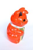 Photo7: Japanese Lucky Cat Tokoname ware YT Porcelain Maneki Neko koban left red H19cm