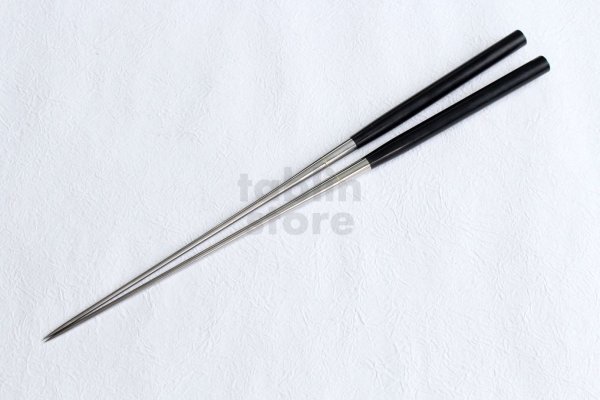 Photo1: Moribashi Chopsticks Honyaki stainless steel Japanese Sushi Chef's Garnishing Round Black plywood any size