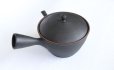 Photo2: Tokoname YT Japanese tea pot kyusu Gyokko line black 300ml (2)