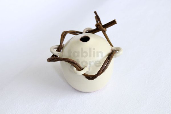 Photo1: Shigaraki Japanese pottery Vase small shirotsuya  H 8.5cm 