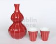 Photo13: Arita porcelain Japanese sake bottle & cups set red mentori Seito kiln 400ml