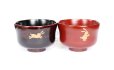 Photo1: Japanese Echizen Urushi lacquer soup rice bowl wan rabbit D10.3cm set of 2 (1)