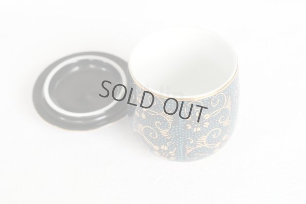 Photo5: Kutani porcelain Futatuki Yunomi blue gold aotibu Japanese tea cup (set of 2)