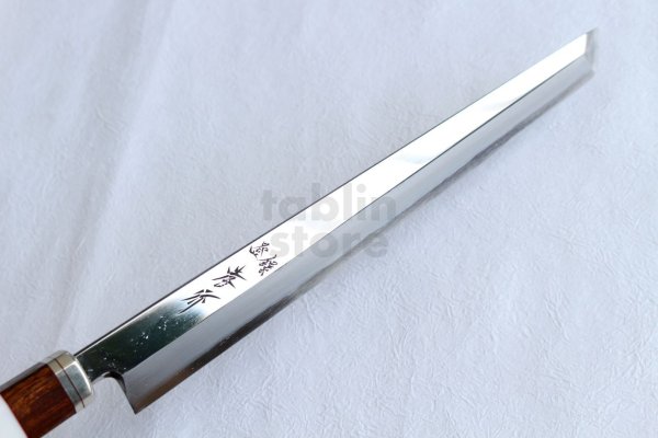 Photo4:  Shiden SAKAI TAKAYUKI Sashimi knife Yasuki silver-3 steel Sakimaru Takobiki