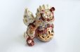 Photo3: Japanese Leo Shishi Dragon Lion dog Kutani Porcelain mori red H13cm a set of 2