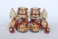 Photo5: Japanese Leo Shishi Dragon Lion dog Kutani Porcelain mori red H13cm a set of 2