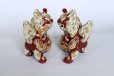 Photo6: Japanese Leo Shishi Dragon Lion dog Kutani Porcelain mori red H13cm a set of 2