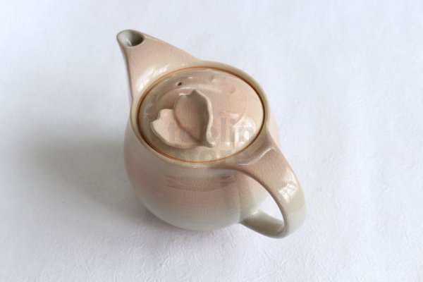 Photo7: Hagi yaki ware Japanese tea pot Mai with stainless tea strainer 390ml