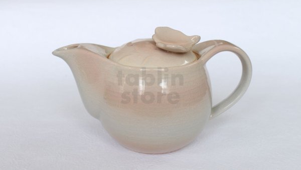 Photo2: Hagi yaki ware Japanese tea pot Mai with stainless tea strainer 390ml