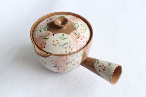 Photo2: Kiyomizu Kyoto kumagai pottery tea pot kyusu flower yokote shiboridashi 420ml