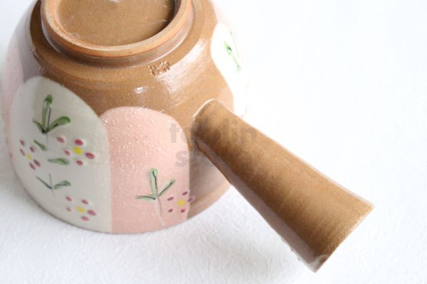Photo6: Kiyomizu Kyoto kumagai pottery tea pot kyusu flower yokote shiboridashi 420ml
