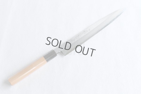 Photo11: SAKAI TAKAYUKI Japanese knife Yasuki White-2 steel With Carving Dragon Sashimi