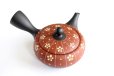 Photo1: Tokoname Japanese tea pot kyusu YT Shohou shu-red white plum 260ml (1)