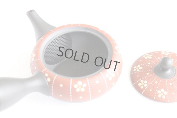 Photo7: Tokoname Japanese tea pot kyusu YT Shohou shu-red white plum 260ml