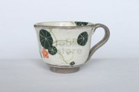 Shigaraki pottery Japanese tea mug coffee cup flower painted 300ml