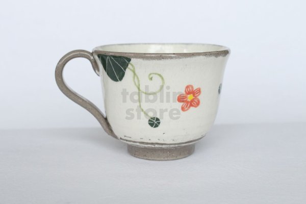 Photo8: Shigaraki pottery Japanese tea mug coffee cup flower painted 300ml