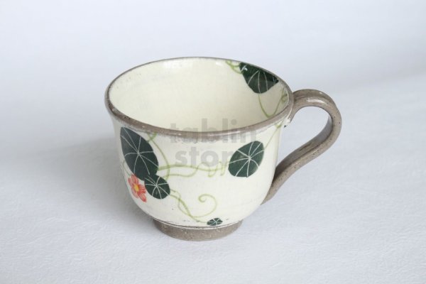 Photo6: Shigaraki pottery Japanese tea mug coffee cup flower painted 300ml