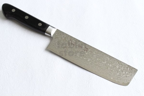 Photo1: Sakai Takayuki Mirror Polish Damascus 45 layer Nakiri knife 160mm 