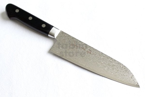 Photo1: Sakai Takayuki Mirror Polish Damascus 45 layer Santoku knife 170mm 