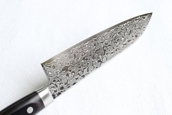 Photo2: Sakai Takayuki Mirror Polish Damascus 45 layer Santoku knife 170mm 