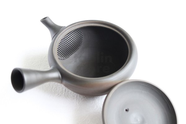 Photo6: Tokoname tea pot kyusu Gyokko pottery tea strainer YT yohen suji-line 110ml