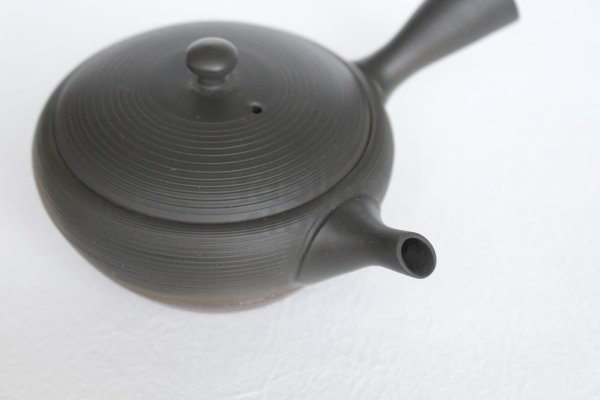 Photo9: Tokoname tea pot kyusu Gyokko pottery tea strainer YT yohen suji-line 110ml