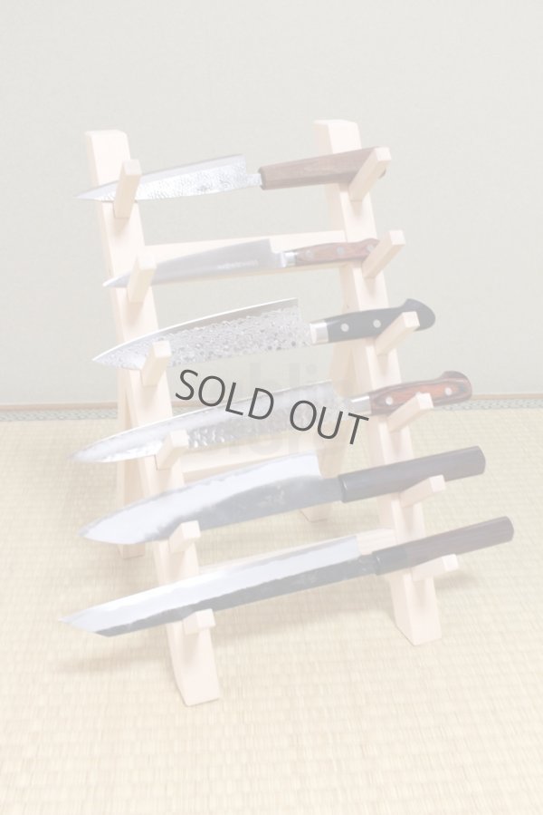 Photo5: Japanese wooden knife stand display holder tower rack for six knives