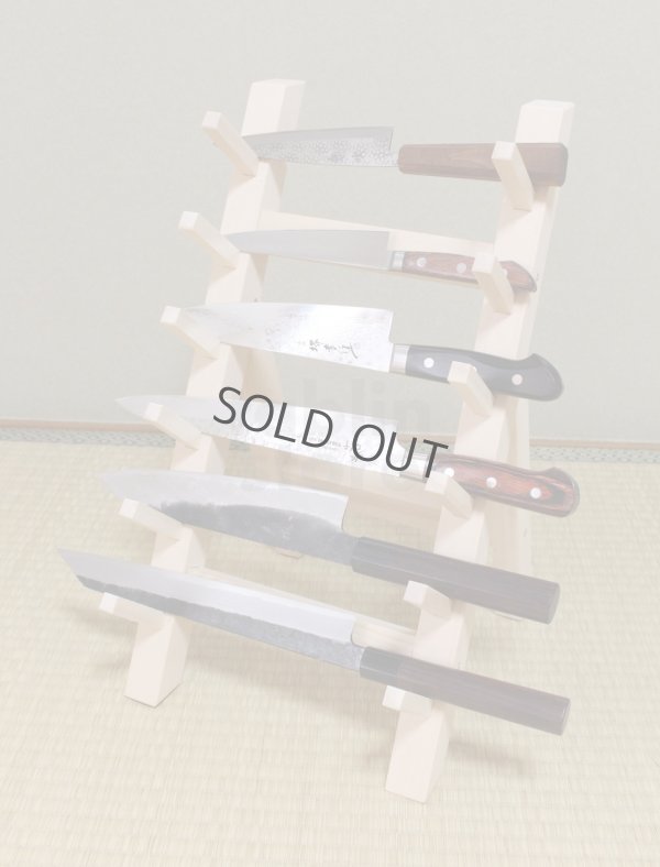 Photo4: Japanese wooden knife stand display holder tower rack for six knives