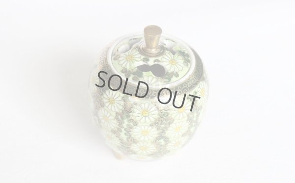 Photo7: Kutani Porcelain Japanese incense burner Kikuzume chrysanth H10cm