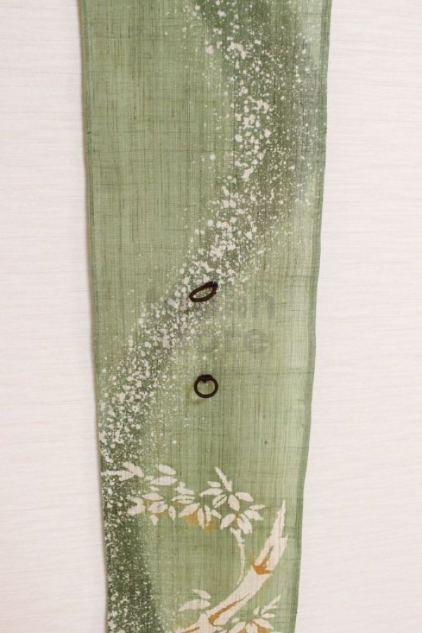 Photo10: Kyoto tapestry SB Japanese batik bamboo single‐flower vase green 19 x 120cm