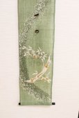 Photo9: Kyoto tapestry SB Japanese batik bamboo single‐flower vase green 19 x 120cm