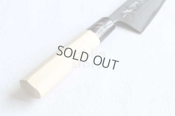 Photo9: Shigeki Tanaka Blue 2 steel 17 layer Damascus Hand forged Wa Gyuto knife 185mm 