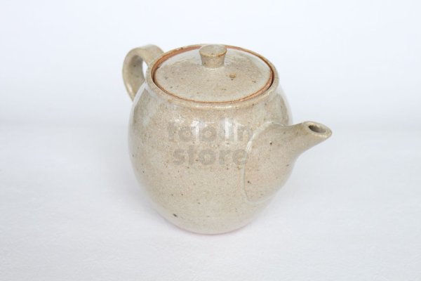 Photo4: Shigaraki pottery Japanese tea pot white glaze with stainless tea strainer