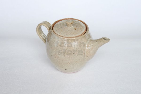 Photo2: Shigaraki pottery Japanese tea pot white glaze with stainless tea strainer
