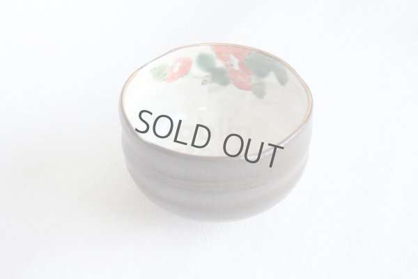 Photo3: Kutani matcha chawan Japanese tea ceremony bowl dojime camellia