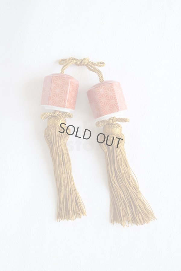 Photo3: Fuchin Weight for Japanese hanging scroll stone Kutani porcelain red komon