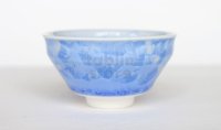 Kiyomizu porcelain Japanese sake guinomi crystal-glaze blue set of 2