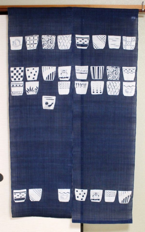 Photo6: Noren Mitsuru Japanese linen door curtain kusakizome soba choko 88 x 150cm