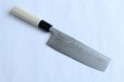 Photo11: Shigeki Tanaka Blue 2 steel Suminagashi Damascus Hand forged Nakiri knife 160mm