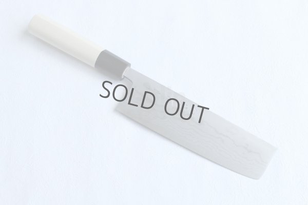 Photo11: Shigeki Tanaka Blue 2 steel Suminagashi Damascus Hand forged Nakiri knife 160mm