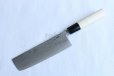 Photo10: Shigeki Tanaka Blue 2 steel Suminagashi Damascus Hand forged Nakiri knife 160mm