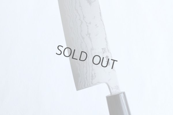 Photo9: Shigeki Tanaka Blue 2 steel Suminagashi Damascus Hand forged Nakiri knife 160mm