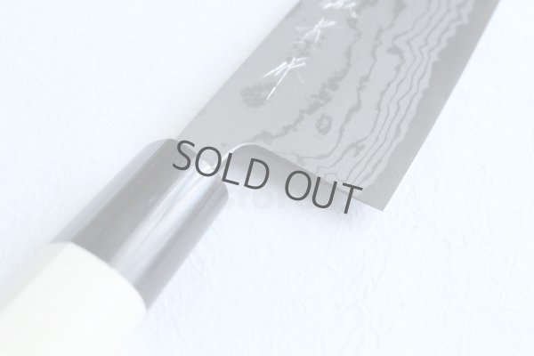 Photo6: Shigeki Tanaka Blue 2 steel Suminagashi Damascus Hand forged Nakiri knife 160mm